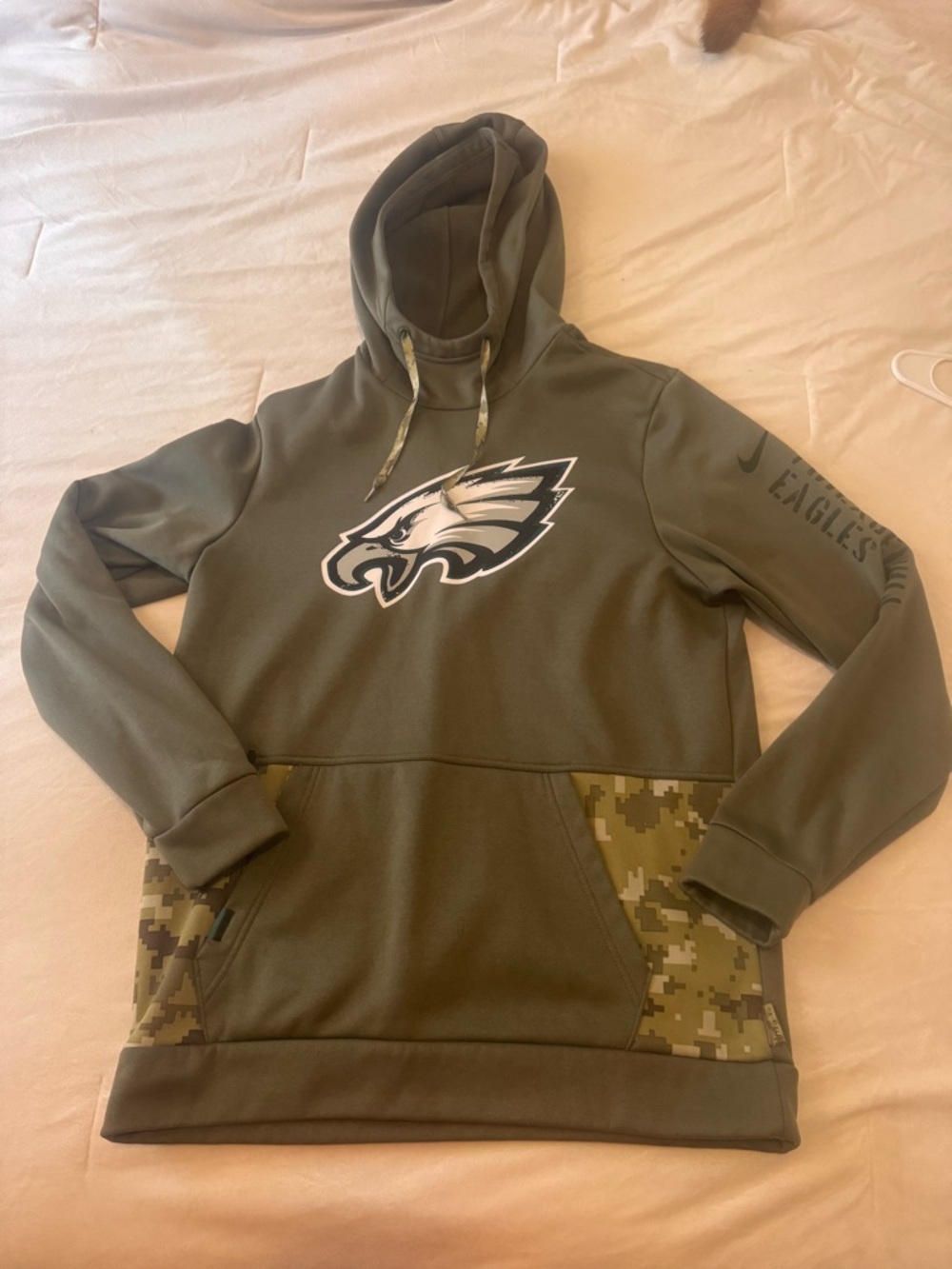 Nike Olive Green Philadelphia Eagles Hoodie with Camo Accents